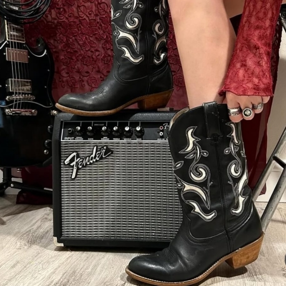 Durango Black and White Heeled Boots